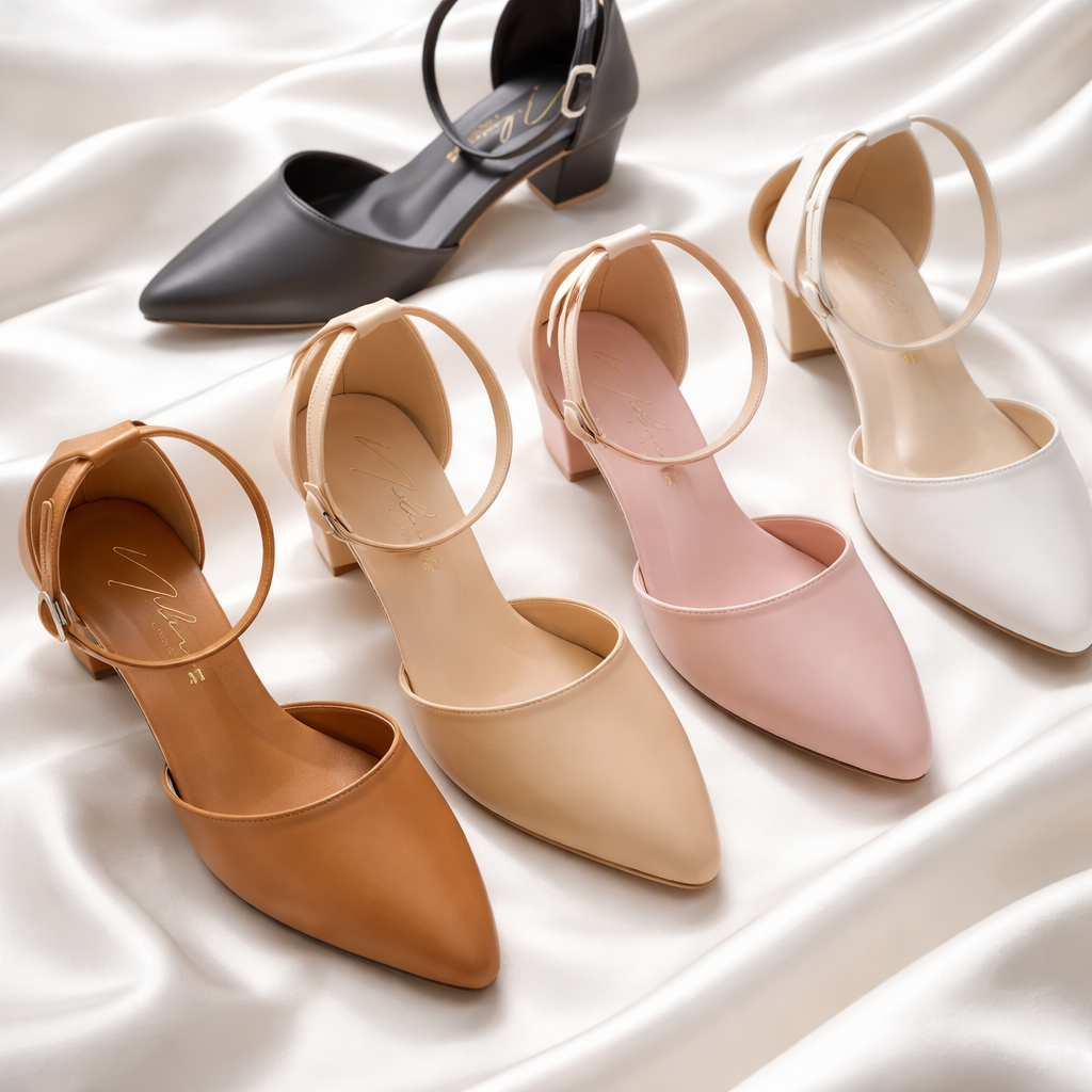 Pu Leather Shoes, 2 Inch High Heel, Adjustable Strap, for Women, Size 36-45, Bigsize, Work Fashion. ราคา 239 บาท*ส่งฟรี