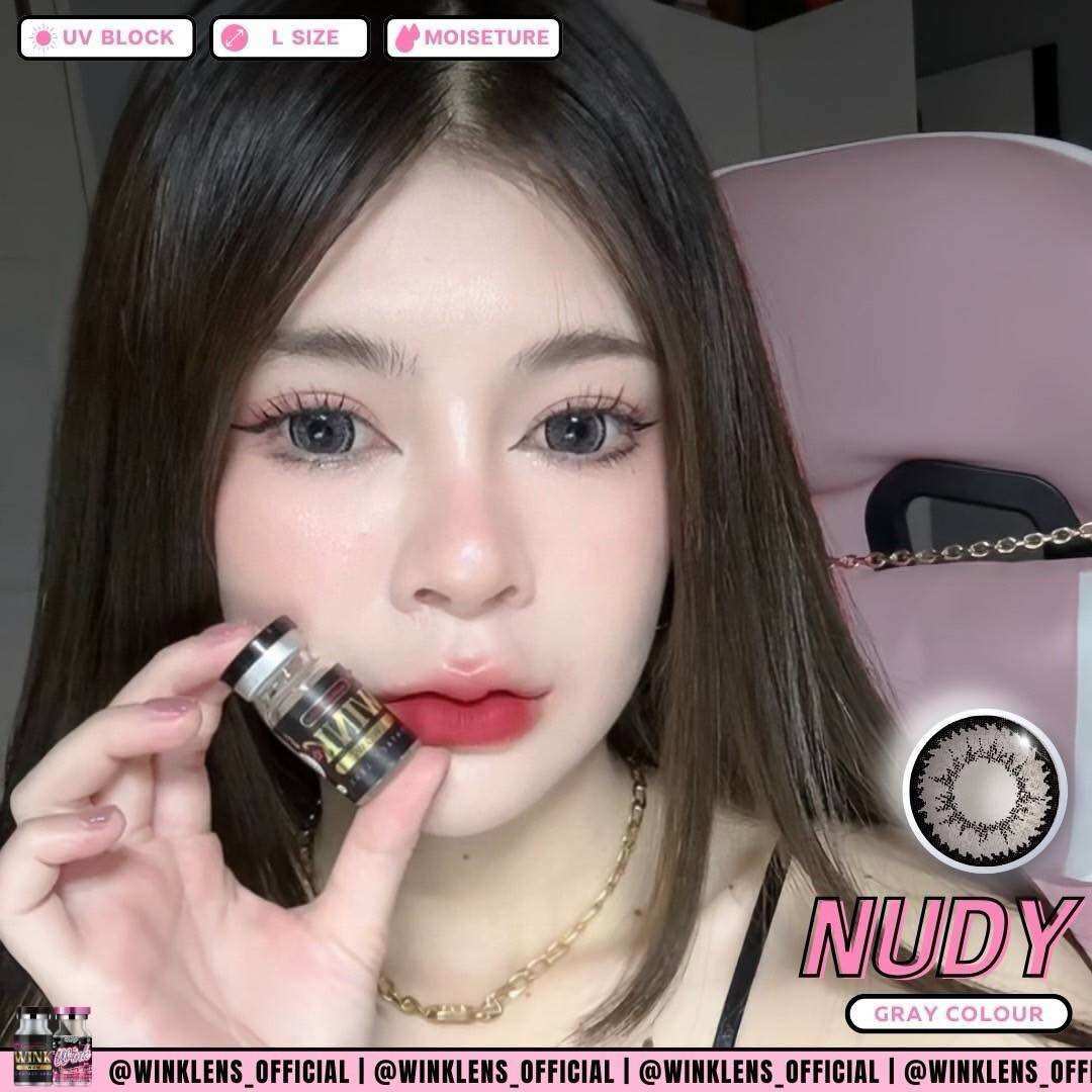 Nudy/Canaria gray บิ๊กอายส์ตัดขอบแบ๊วสีเทา ราคา 65 บาท*ส่งฟรี