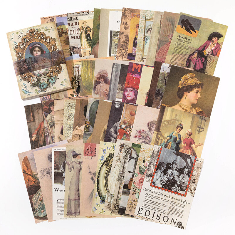 100 ชิ้น Vintage วัสดุไดอารี่อัลบั้มพื้นหลังกระดาษ DIY ตกแต่งกระดาษสี Scrapbooking ขยะวารสารเครื่องเขียน