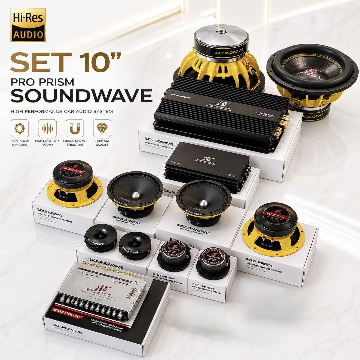 อุปกรณ์ประดับยนต์และชิ้นส่วนยานยนต์ SOUNDWAVE (ซาวด์เวฟ) SOUNDWAVE (ซาวด์เวฟ) ชุดเครื่องเสียงรถยนต์ 10 นิ้ว ชุด 10 นิ้ว Pro Prism Soundwave Hiend เครื่องเสียงรถยนต์, เครื่องเสียงรถยนต์, เครื่องขยายเสียง ราคา 18,490 บาท*ส่งฟรี