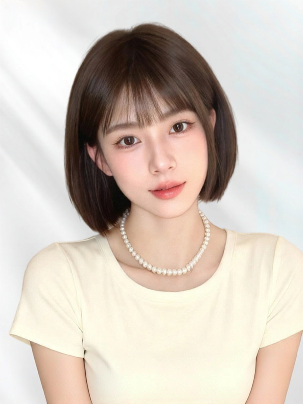 REALME | Short Bob Wig Full Head With Air Bangs Natural Real Hair Anti-Aging ราคา 8,577 บาท*ส่งฟรี