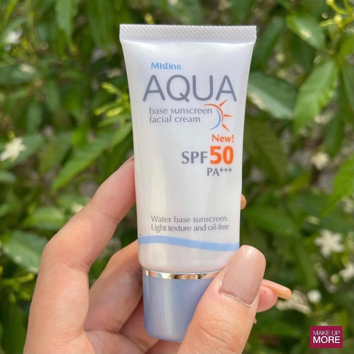 Mistine Aqua base sunscreen facial cream SPF50 PA+++ MAKE UP MORE