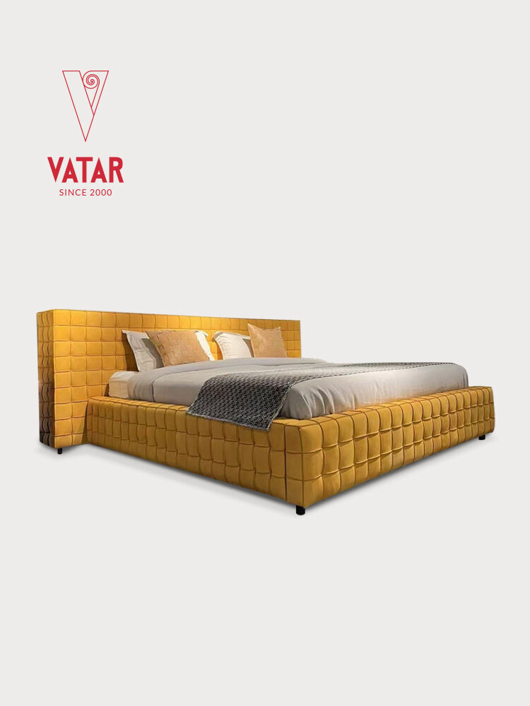 Handcrafted Checkerwork Designer Leather Bed