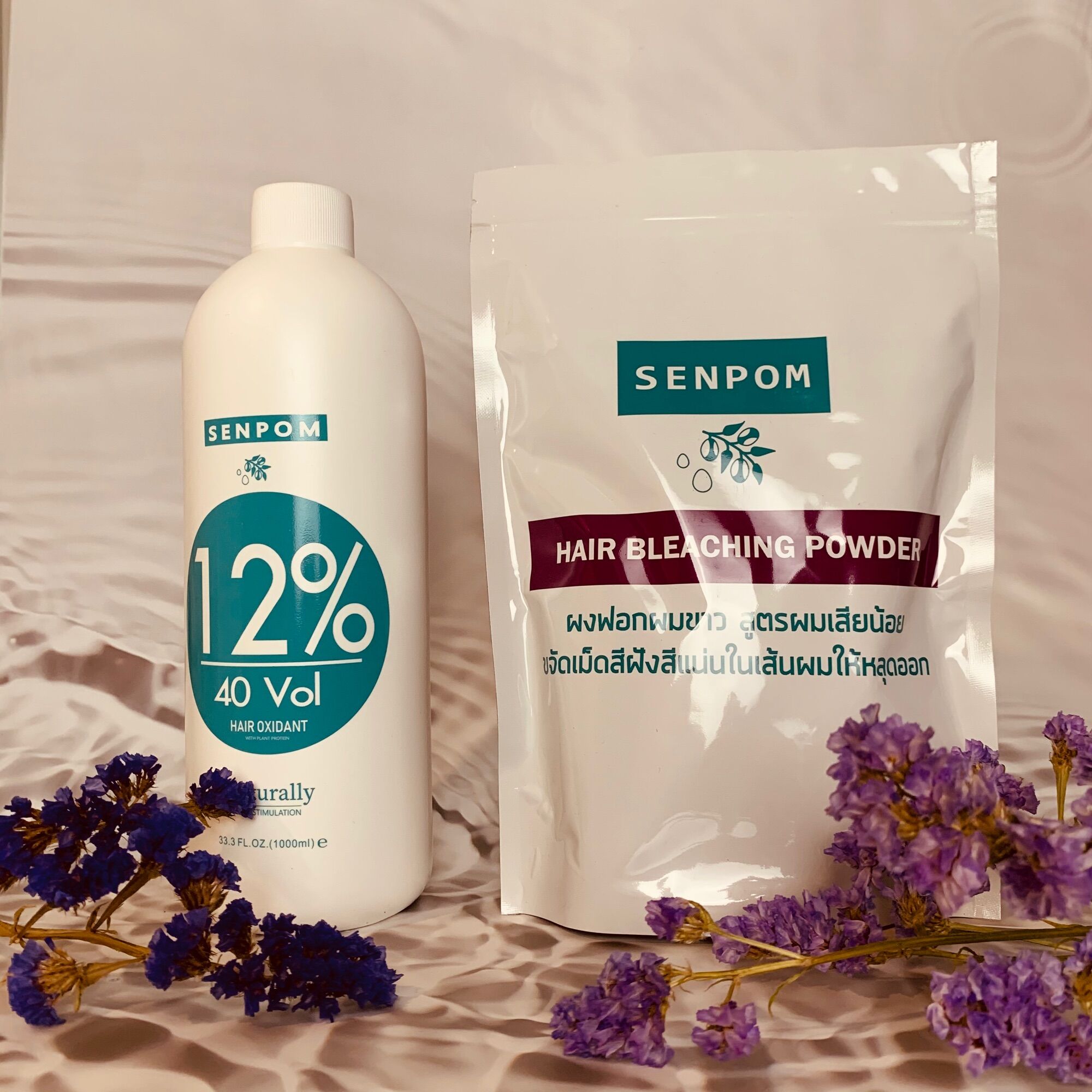 SENPOM ชุดใหญ่ พร้อมใช้งาน ผมเสียน้อย ไม่แสบหนังศรีษะ กลิ่นไม่ฉุน ผงฟอกขนาด 500 กรัม ไฮโดรเจน 100...
