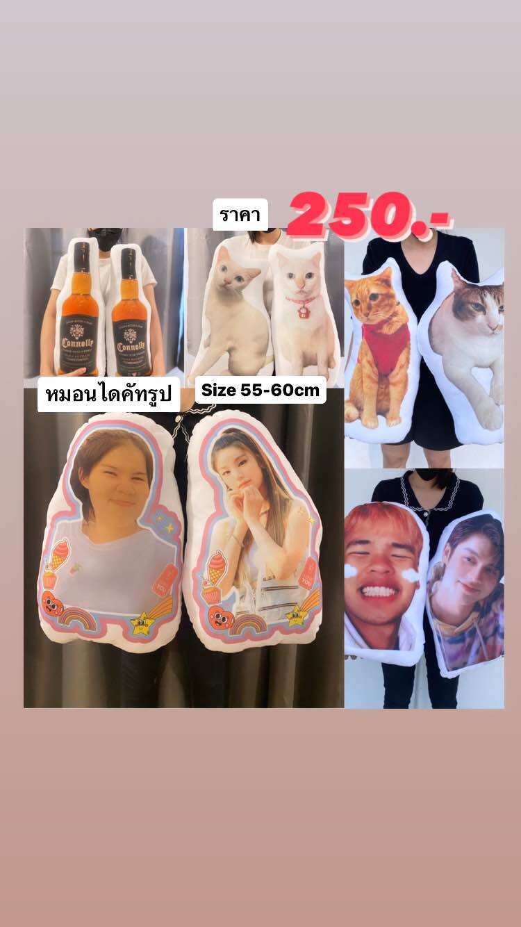 หมอนสกรีน หมอนสกรีนตามสั่ง หมอนไดคัท 55 cm หมอน ของขวัญ ของแจก