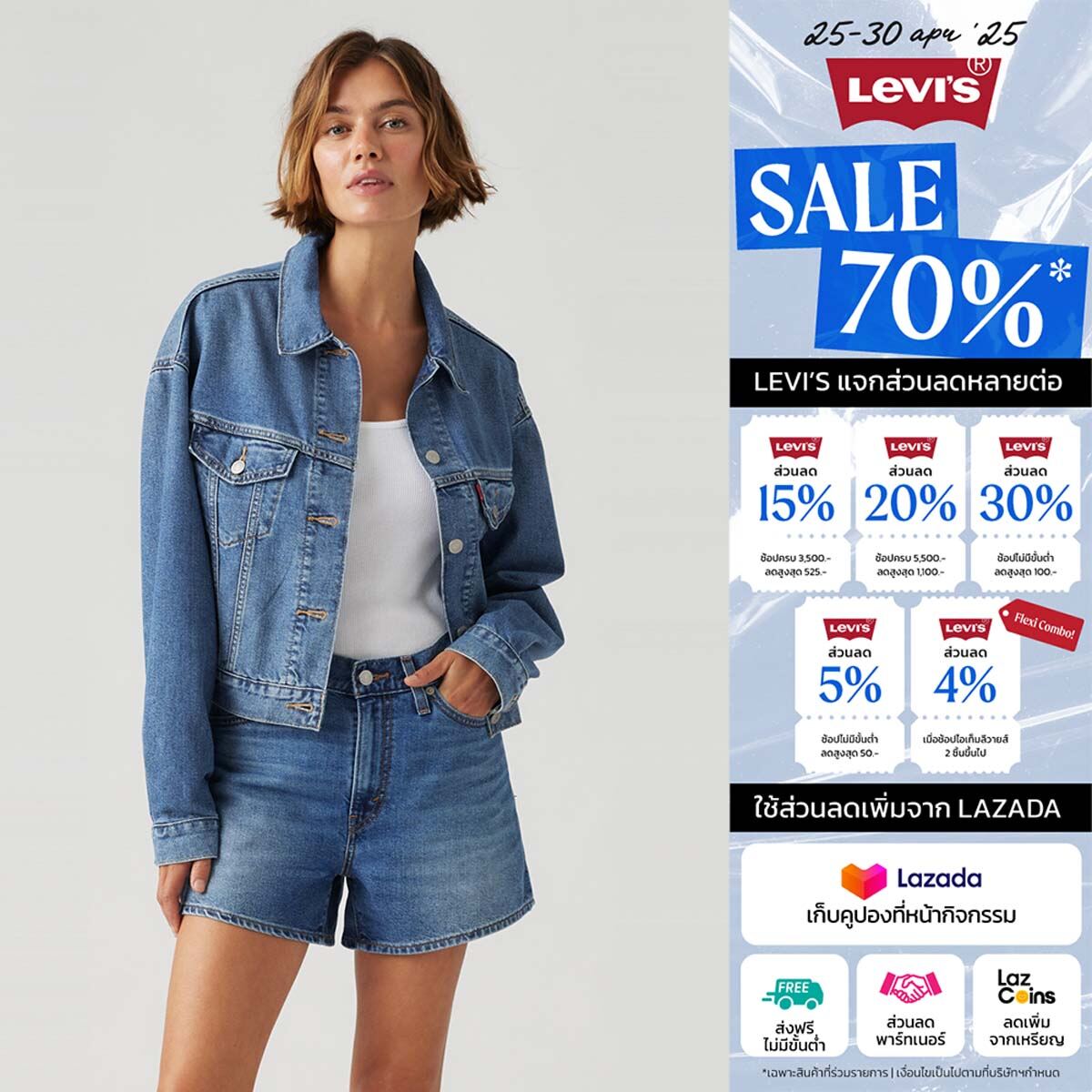 เสื้อแจ็คเก็ตยีนส์ Levi's® Women's Shrunken '90s Trucker Jacket ราคา 3,490 บาท*ส่งฟรี