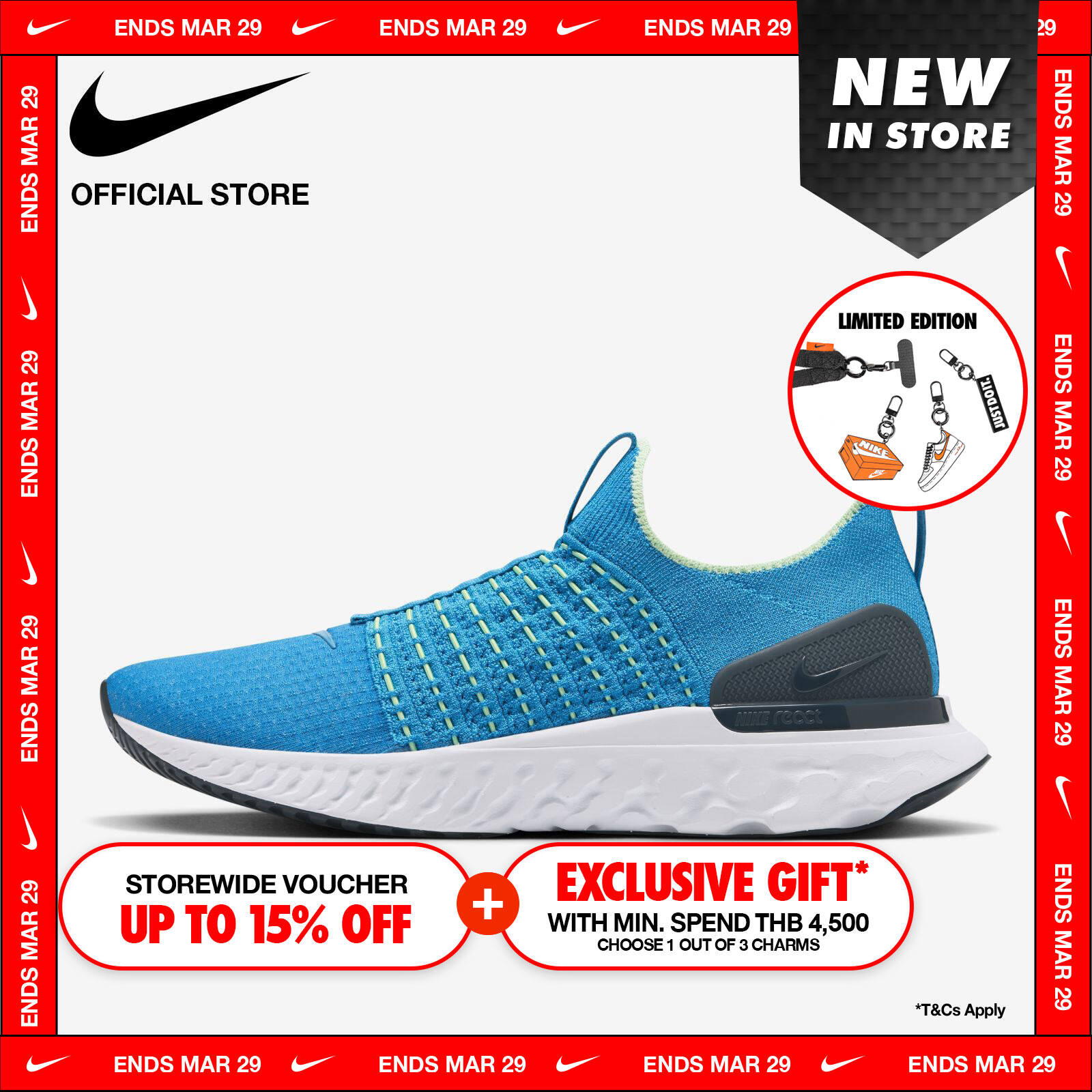 Nike Men's React Phantom Run Fk 2 Shoes - Blue Orbit ไนกี้ รองเท้าวิ่งผู้ชาย - สีบลู ออบิท ราคา 5,200 บาท*ส่งฟรี