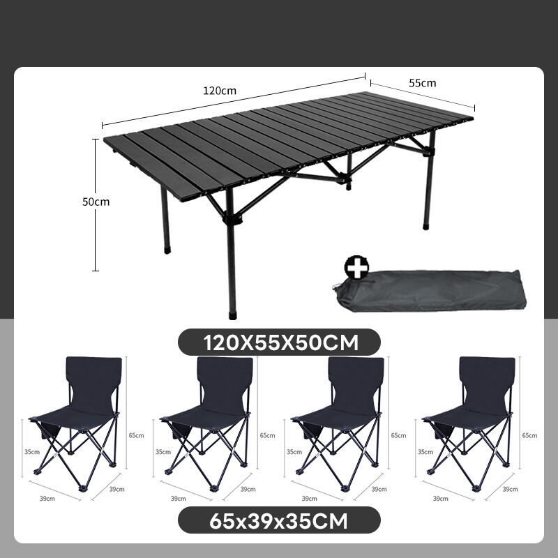 Folding tables and chairs โต๊ะแคมป์ปิ้ง โต๊ะสนาม ม้วนเก็บได้ โครงเหล็ก ...