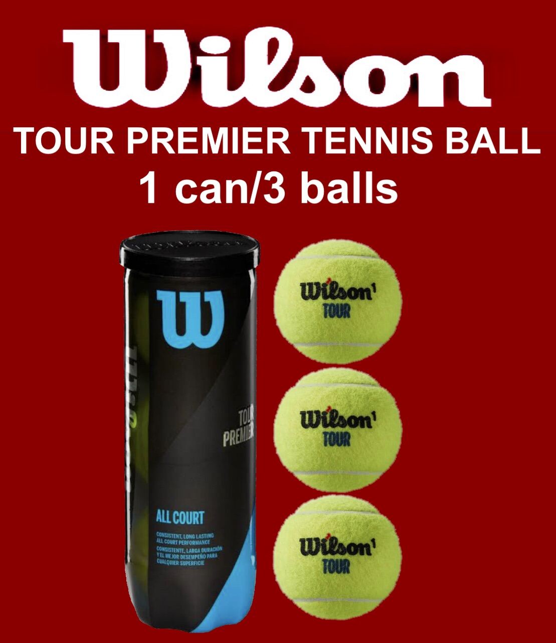 Tennis ball Wilson Tour Premier ball (1 can3 balls) ลูกเทนนิส คุณภาพดี ...