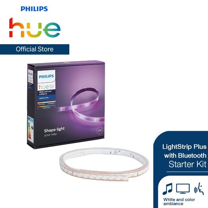 Philips Hue LightStrip Plus with Bluetooth Starter Kit- ไฟเส้นเปลี่ยนสีอัจฉริยะ ชุดเริ่มต้นยาว 2 เมตร เชื่อมต่อผ่านบลูทูธได้ ราคา 2,590 บาท*ส่งฟรี