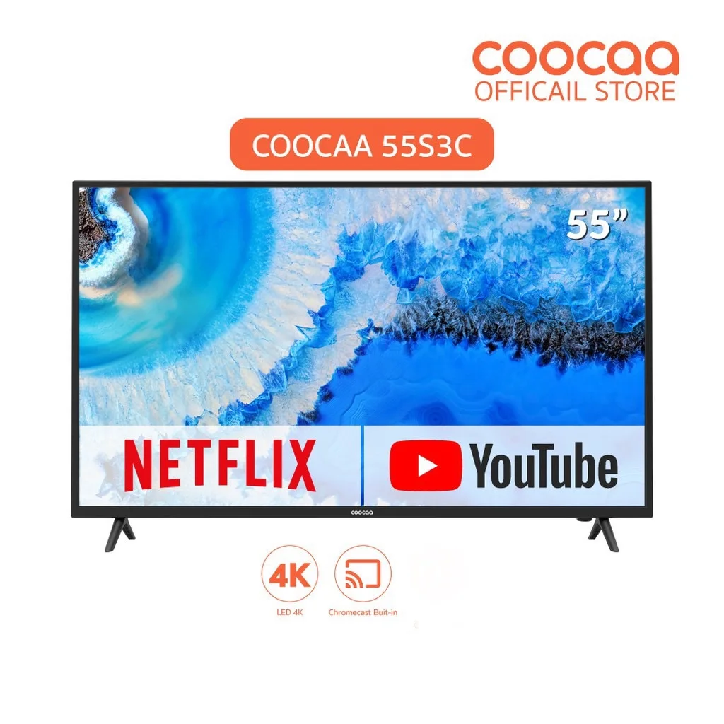 พร้อมส่ง!! COOCAA 55S3C ทีวี 55 นิ้ว LED 4K UHD รุ่น 55S3C Wifi internet Smart TV -HDMI-USB-Netflix &Youtube รับประกัน 3 ปี