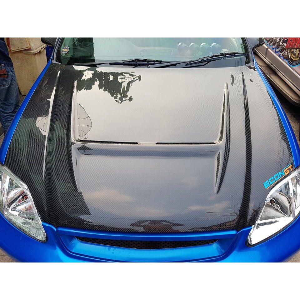 Econ GT ฝากระโปรงคาร์บอนไฟเบอร์ คาร์บอน เคฟล่า HONDA Civic EK 99-00 ลายสอง ฝากระโปรงรถเก๋ง ฝาคาร์บอน เอคอนจีที ฝากระโปรง ราคา 9,900 บาท*ส่งฟรี