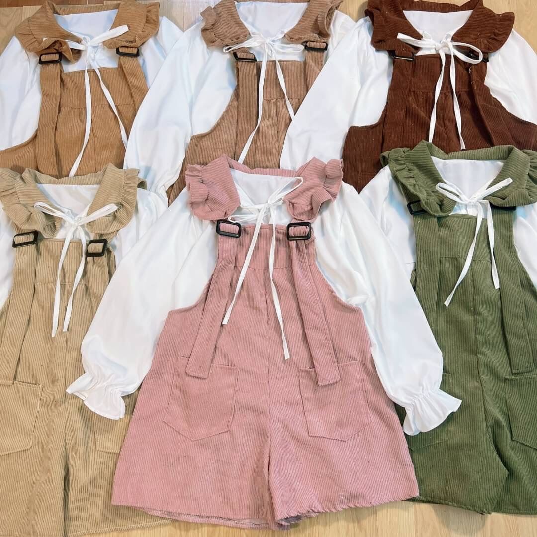 Color Overalls Pure Cross Chic Sweater Set
