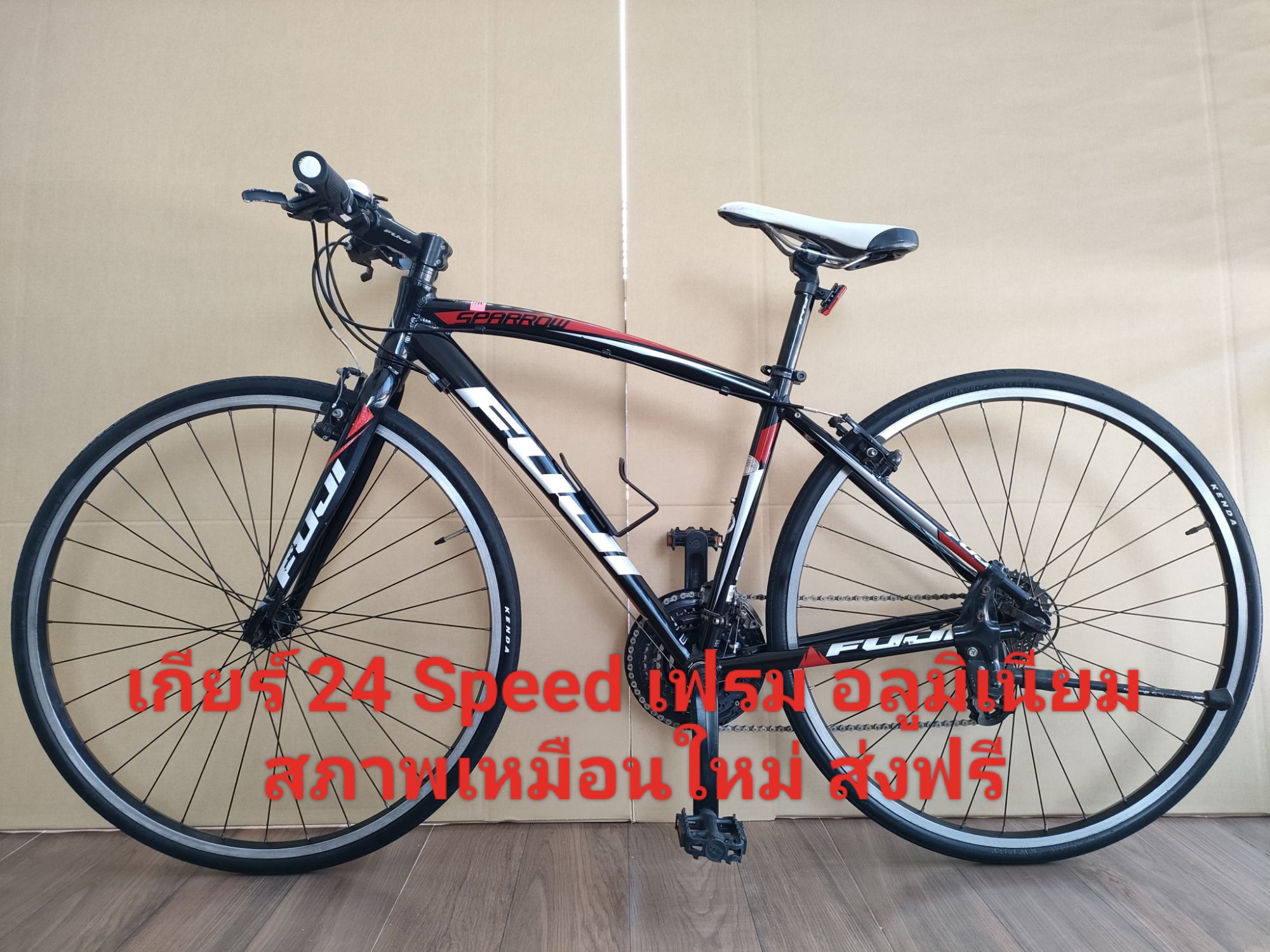 自転車 赤 クロスバイク FUJI SPARROW サイズM - 自転車