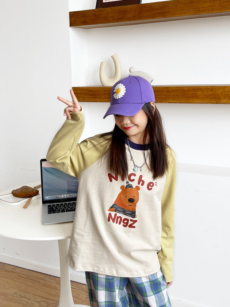 เสื้อยืดแขนยาวแอนิเมชั่นการ์ตูนสําหรับเด็กผู้หญิงผ้าฝ้ายแท้สไตล์ลําลองหลวมเหมาะสําหรับฤดูใบไม้ผลิและฤดูใบไม้ร่วง ราคา  443 บาท*ส่งฟรี
