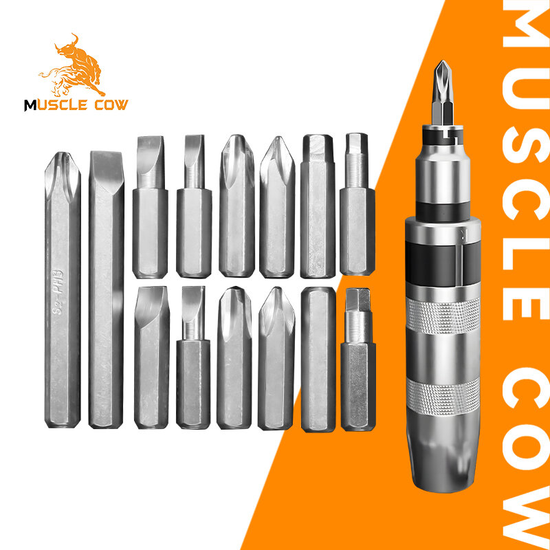 MUSCLE COW ไขควงตอกกระแทก พร้อมดอกไขควง 14 ดอก เกรดเหล็ก CRV แท้ ใช้ขันน็อต-คลายน็อต สกูร ที่ขันแน่น บรรจุในกล่องเหล็กอย่างดี ราคา 211 บาท*ส่งฟรี