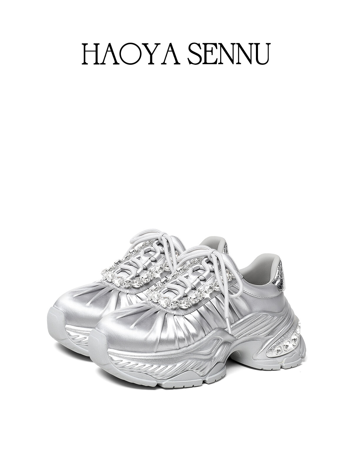 HAOYASENNU | Balanced Texture Rhinestone Thick-soled Casual Shoes ราคา 8,850 บาท*ส่งฟรี