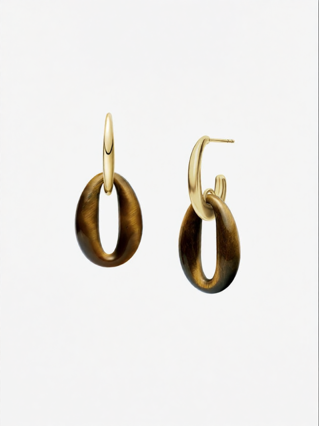 HEFANG Jewelry | Caramel Latte Elegant Luxury Tiger Eye Stone Ear Jewelry ราคา 11,905 บาท*ส่งฟรี