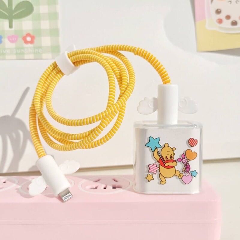 ?พร้อมส่ง?Appleชุดถนอมสายชาร์จลายการ์ตูนน่ารัก/เคสTPUหัวชาร์จ5Wกับ18W/20W