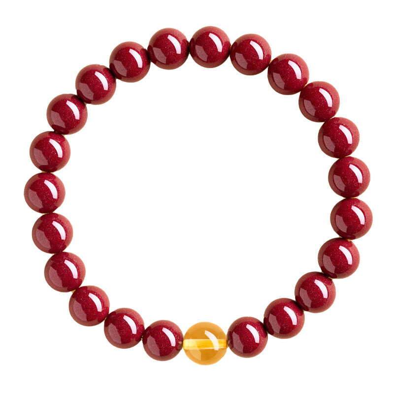 QINGXIANGTAI | Natural Cinnabar and Yellow Quartz Beads for Women and Men ราคา 565 บาท*ส่งฟรี