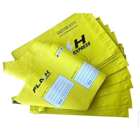ถุงแฟลช ถุงไปรษณีย์ ซองพลาสติก ซองแฟลช ถุงพัสดุสีเหลือง แบบจ่าหน้า 10 ซอง เฉลี่ยใบละ 3 บาท ราคาถูกมาก ขนาด A4 แถวกาวเหนียวแน่น กันน้ำ #Flash