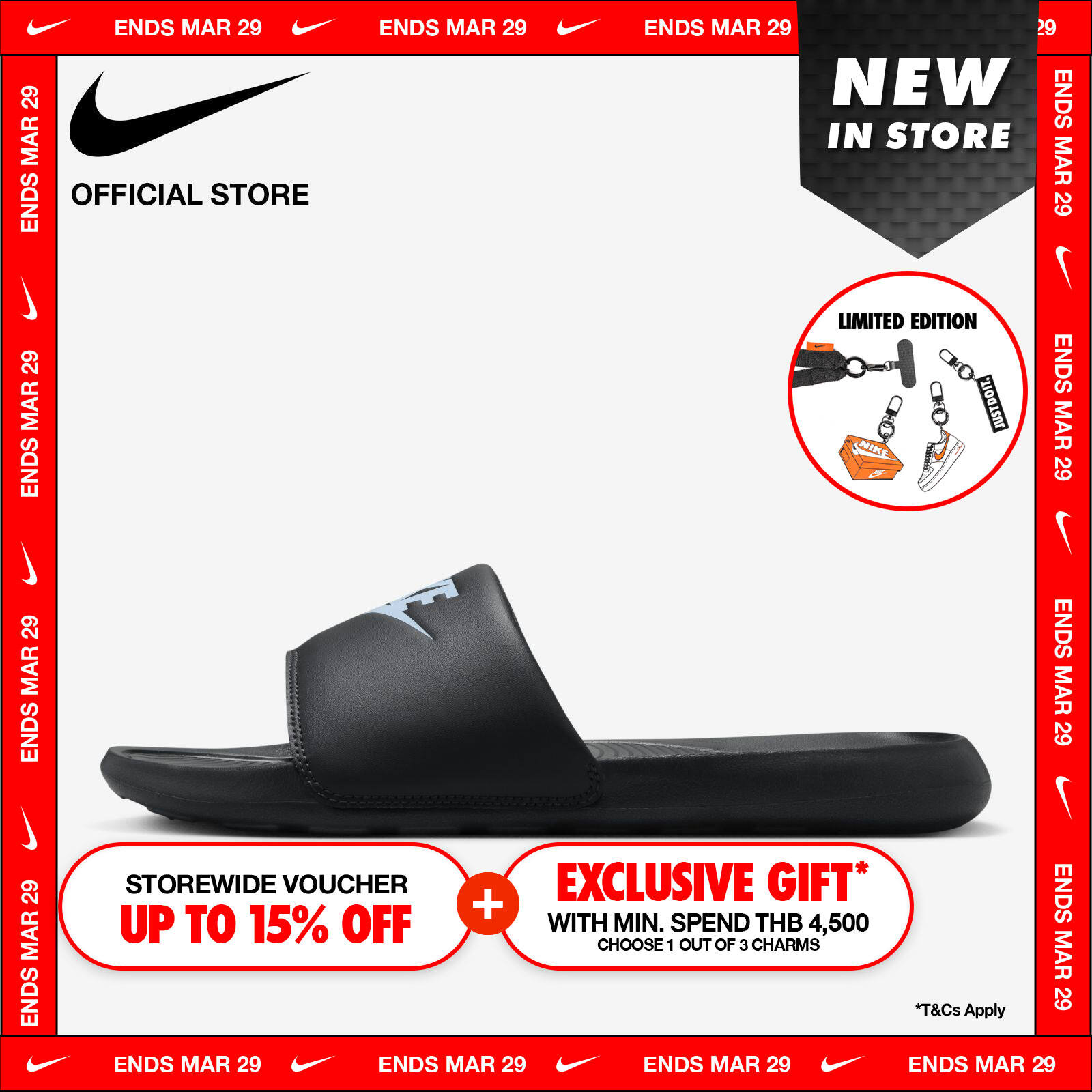 Nike Men's Victori One Slide Shoes - Black ราคา 1,100 บาท*ส่งฟรี