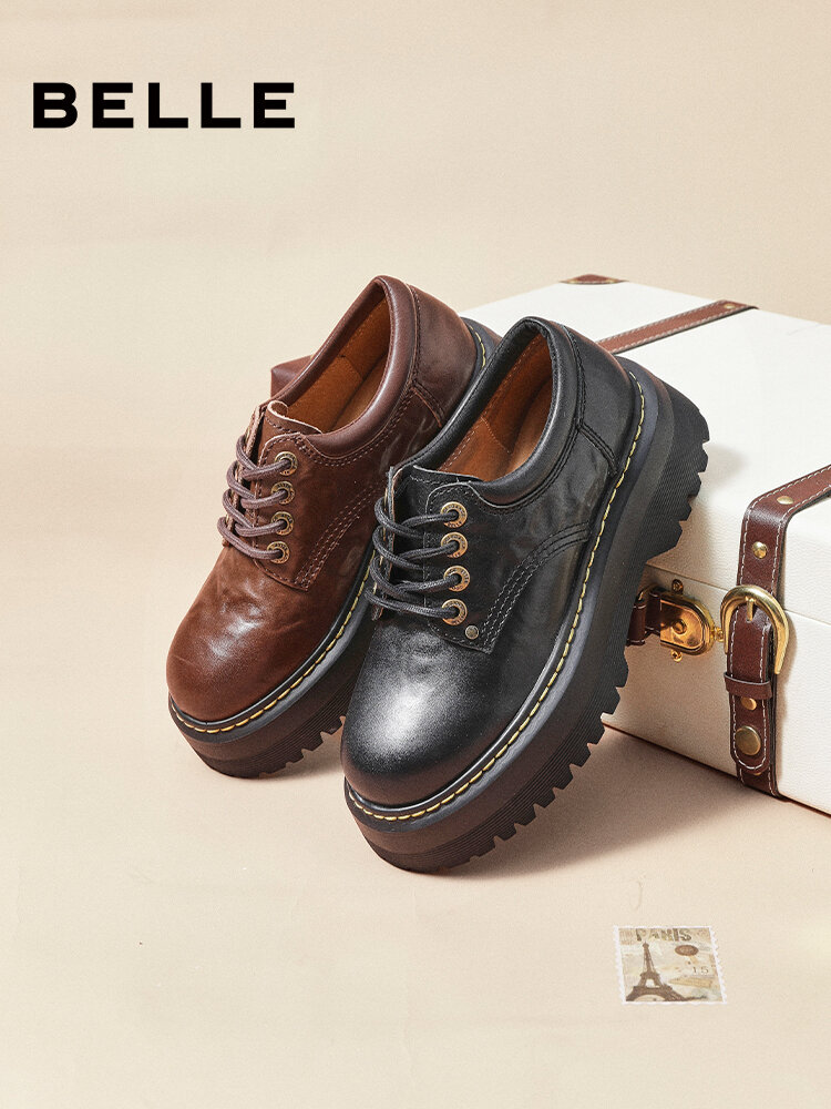 belle | Vintage Thick Heel Oxford Shoes Black Elevated ราคา 4,179 บาท*ส่งฟรี