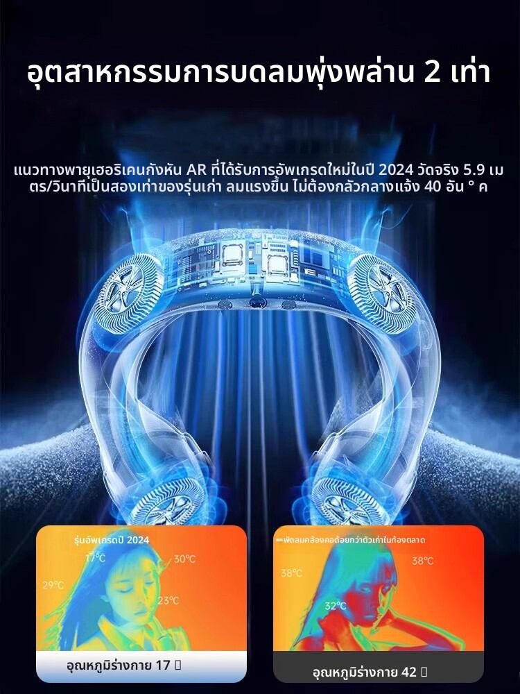 MONLEYTA | Portable Neck Fan Ultra Long Battery Life Silent Cooling Bladeless Outdoor Personal Air Conditioner Manlieta X0618120442 ราคา 387 บาท*ส่งฟรี