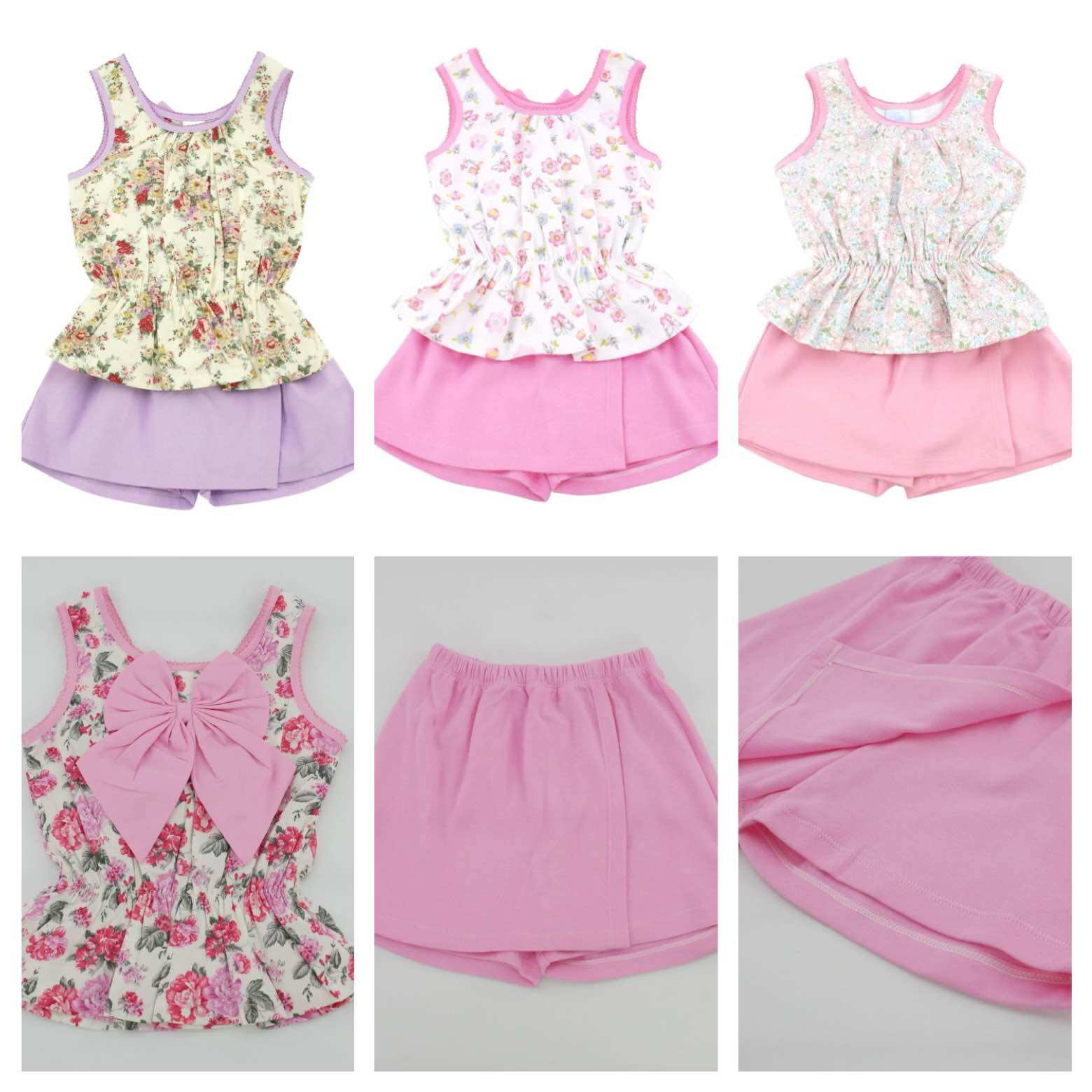 ชุดเชตสงกรานต์ เสื้อ+กางเกง ลายดอกไม้ ติดโบว์ข้างหลัง กางเกงกระโปรงน่ารักมากๆ จร้า ราคา  179 บาท*ส่งฟรี