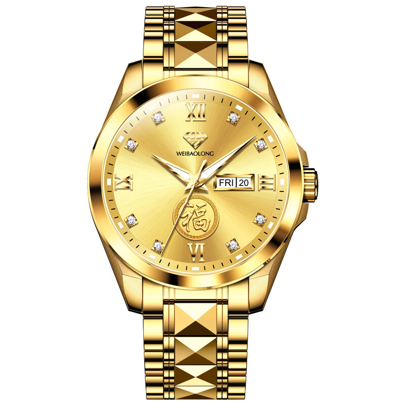 OUPINKE | Pure Gold Engraved Real Diamond Waterproof Men's Mechanical Watch ราคา 27,955 บาท*ส่งฟรี