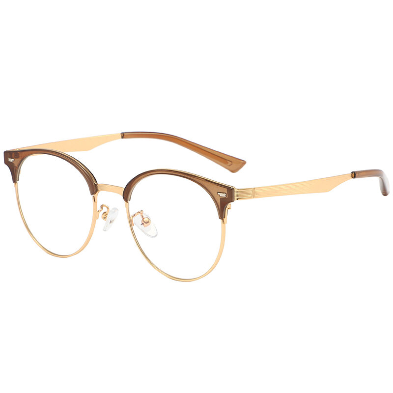 OVOVO yuanxiang | Retro Round Rim Half Frame Glasses for Myopia and Astigmatism ราคา 402 บาท*ส่งฟรี