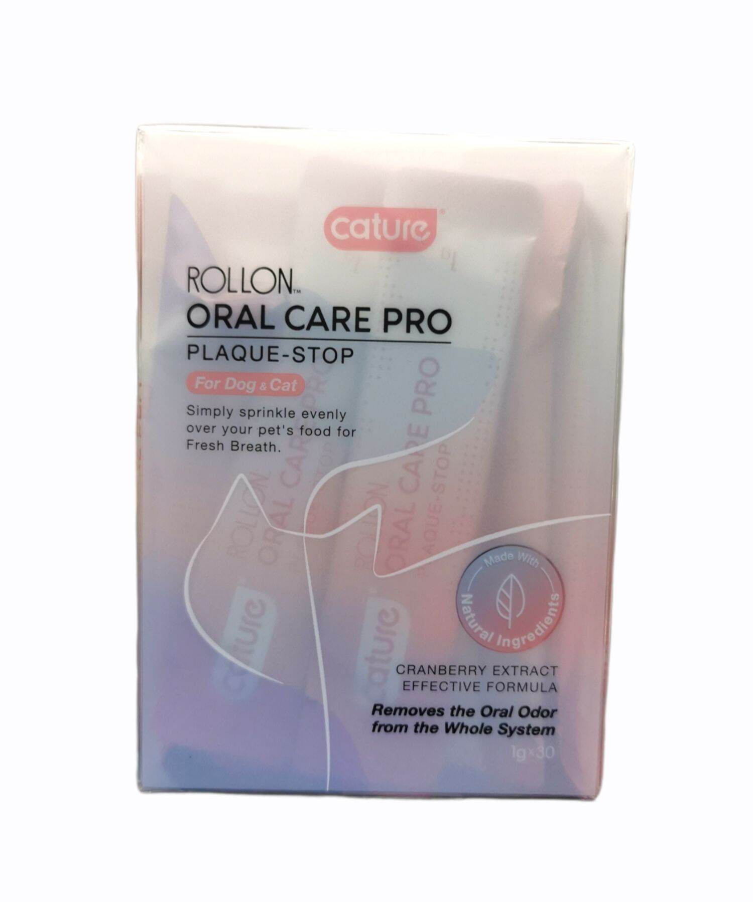 Rollon oral care pro พลัด-สต็อป พาวเดอร์ ผงผสมอาหารขจัดคราบหินปูน สำหรับสุนัขและแมว 1g.x30ซอง