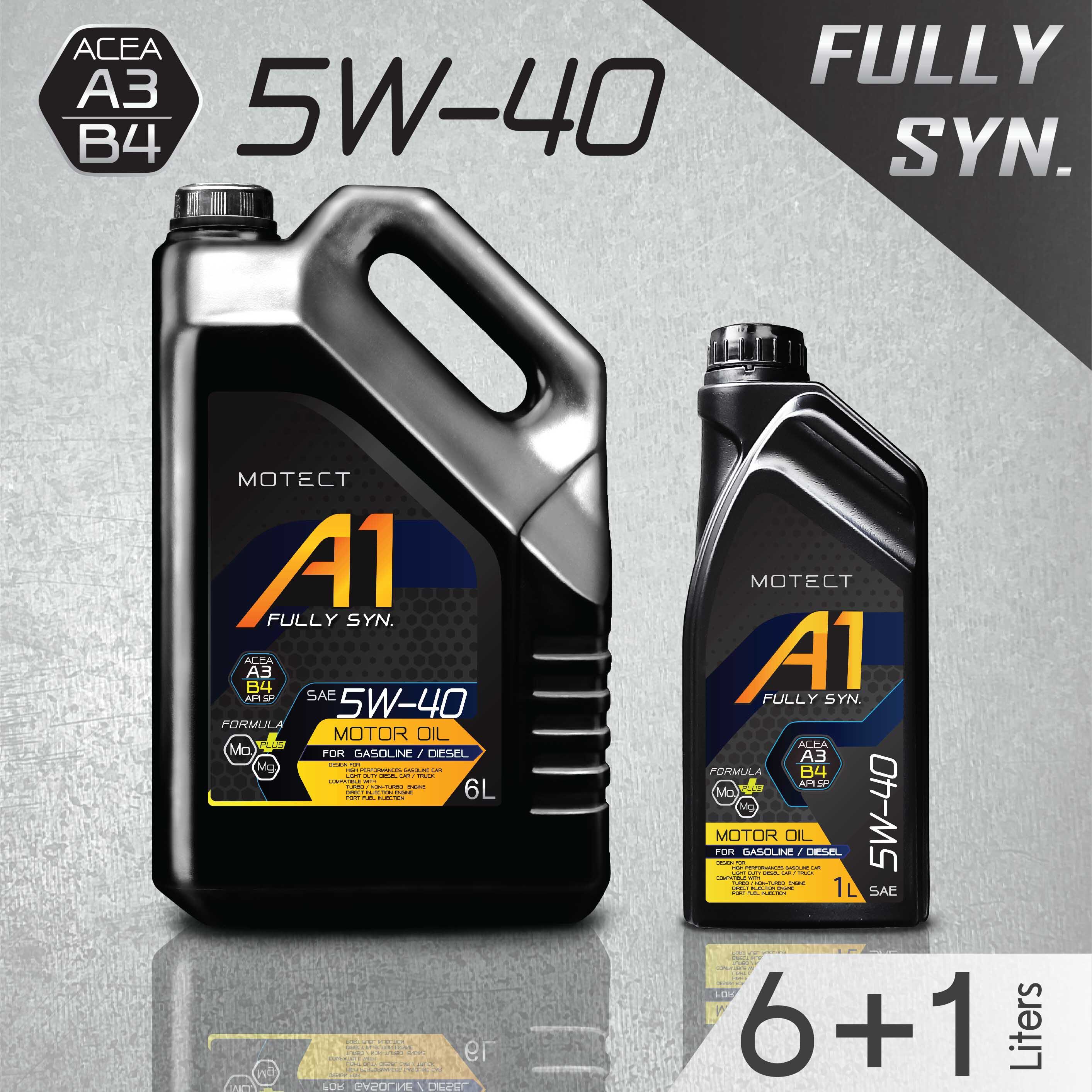 MOTECT A1 5W-40 Fully Synthetic น้ำมันหล่อลืนสังเคราะห์แท้ ACEA A3/B4-21 API SP ราคา 220 บาท*ส่งฟรี