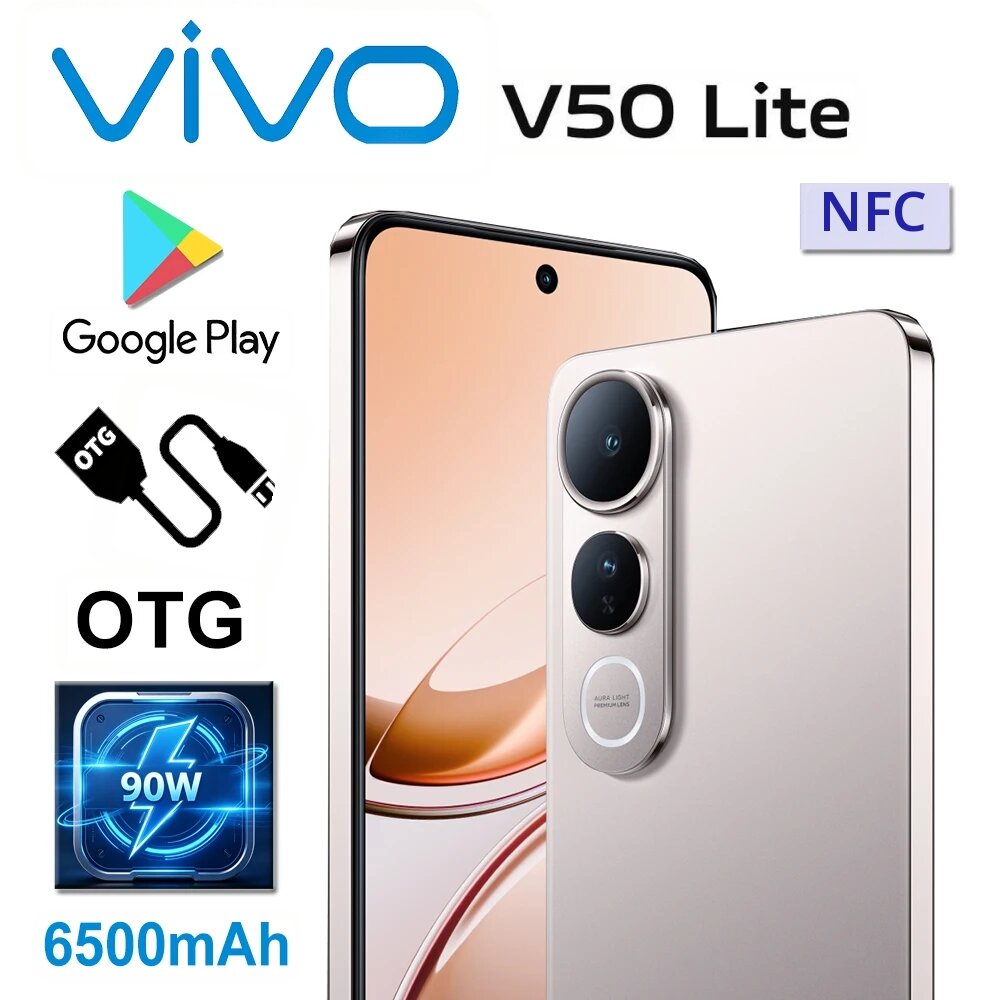 vivo | โทรศัพท์มือถือ VIVO V50 Lite รุ่นดั้งเดิม รองรับ 5G ซิมคู่ สแตนด์บายคู่ หน่วยความจำขนาดใหญ่ 12GB+512GB/รองรับ NFC/แบตเตอรี่ 6500mAh รองรับการชาร์จเร็ว 90W ราคา 8,200 บาท*ส่งฟรี