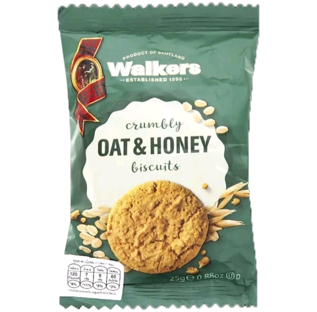 วอคเกอร์ คุกกี้ข้าวโอ๊ตผสมน้ำผึ้ง Walkers Oat & Honey Biscuit 25g