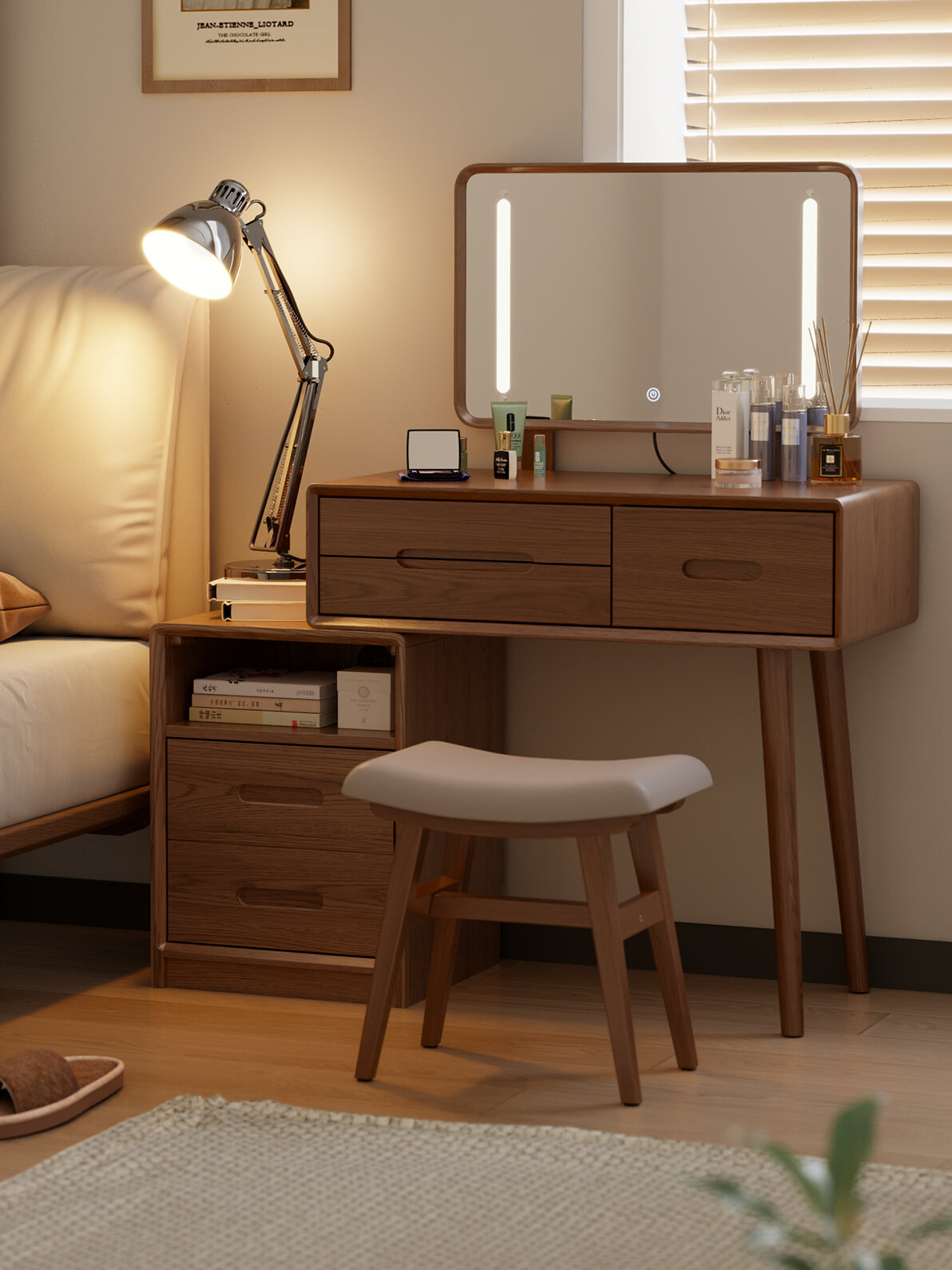 โต๊ะทำงาน โต๊ะคอมพิวเตอร์ Ergonomic DONGMU Solid Oak เครื่องแป้งเก็บของแบบขยายได้เรียบง่ายทันสมัย ราคา 14,826 บาท*ส่งฟรี