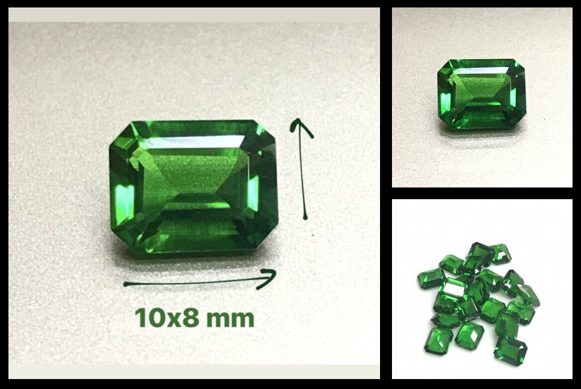 มรกตสีเขียวนาโนสังเคราะห์ 10x8 มม 10x8mm synthetic nano green emerald