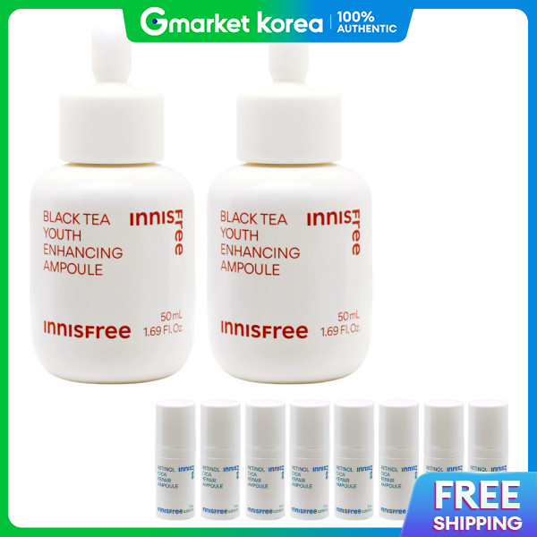 INNISFREE | 2 Innisfree Black Tea Youth Enhancing Ampoule 50ml + (Free 8 Cica Ampoules 7ml) ราคา 2,521 บาท*ส่งฟรี