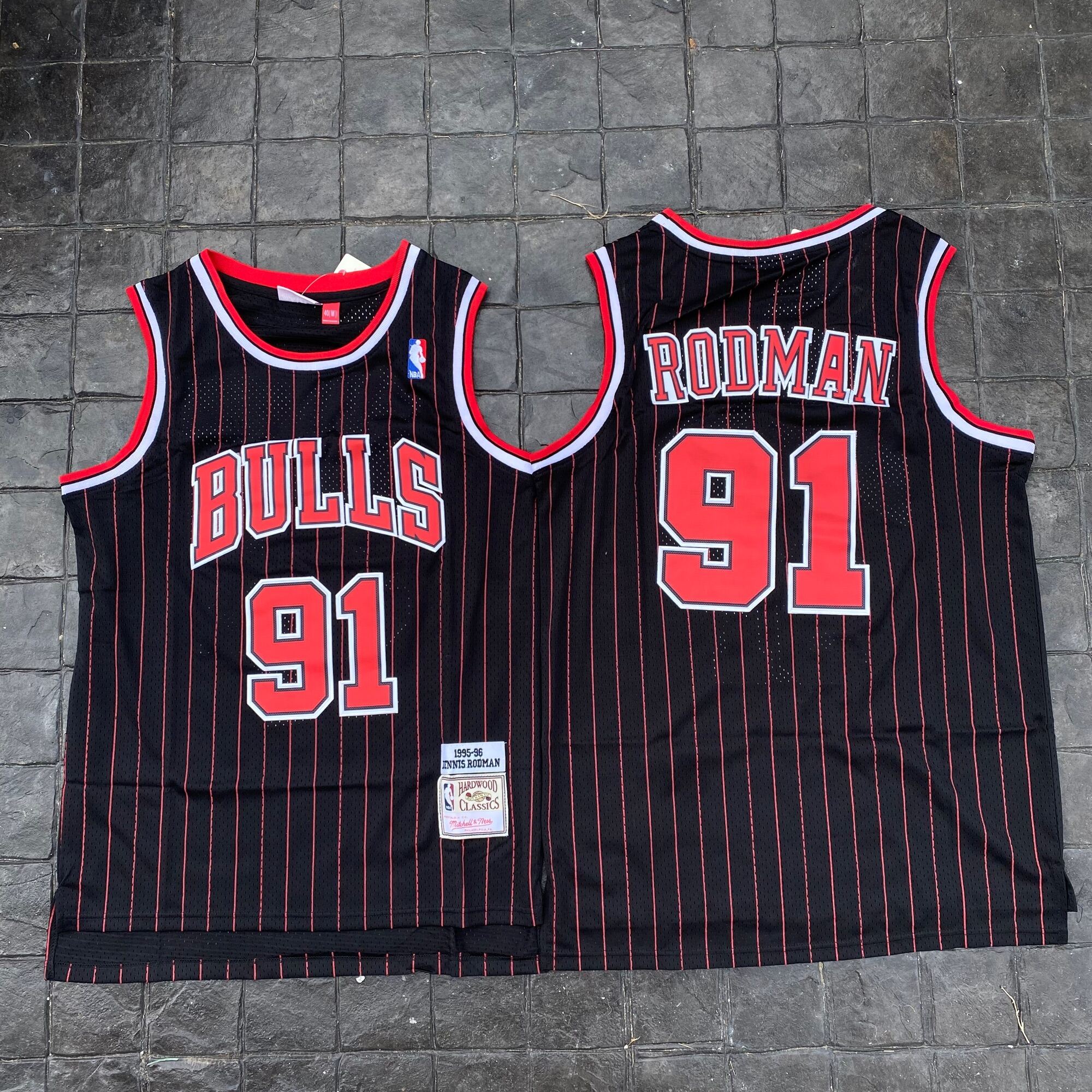 เสื้อบาสเกตบอล basketball jerseys(พร้อมจัดส่ง)#Bulls.91.Rodman.(Retroดำลาย)