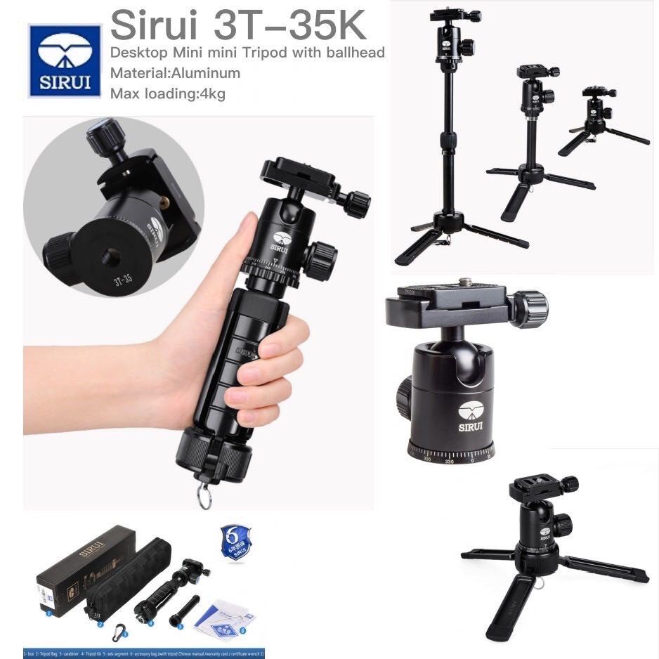 ขาตั้งกล้อง Sirui 3T-35 สีดำ  Desktop Mini Tripod For Camera Aluminum Flexible Monopod  รับประกันศูนย์ 6 ปี