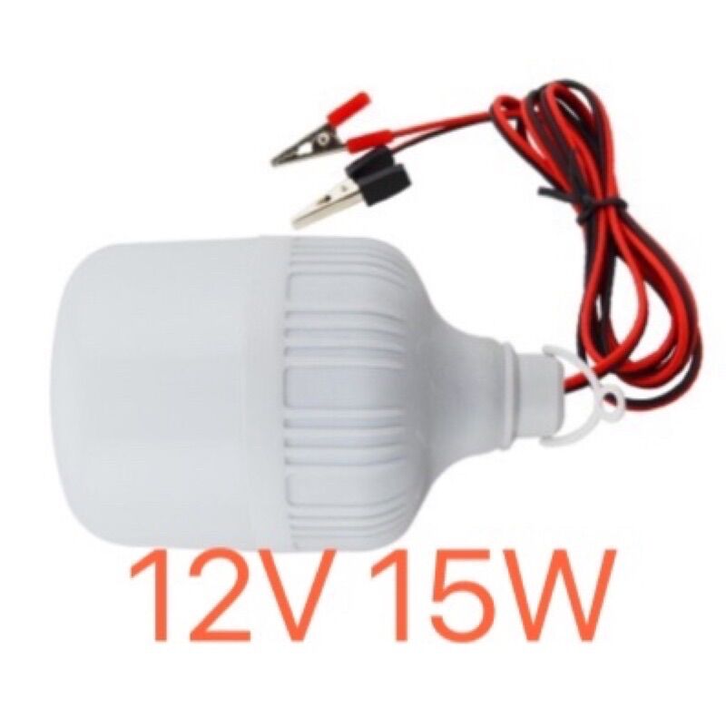 หลอดไฟLED 12V+สายไฟปากคีบ（แสงสีขาว)