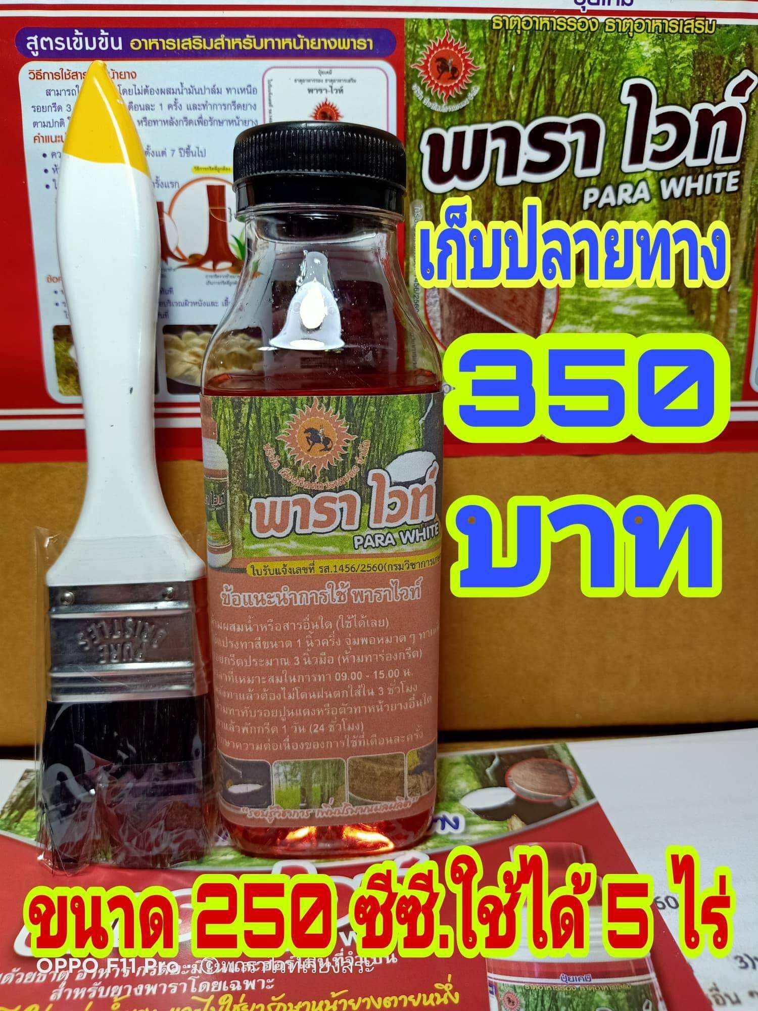 #พาราไวท์ ขนาดทดลอง 250 ซีซี ใช้ได้ 5ไร่ สำหรับยางพาราที่เปิดกรีดแล้วทุกขนาด