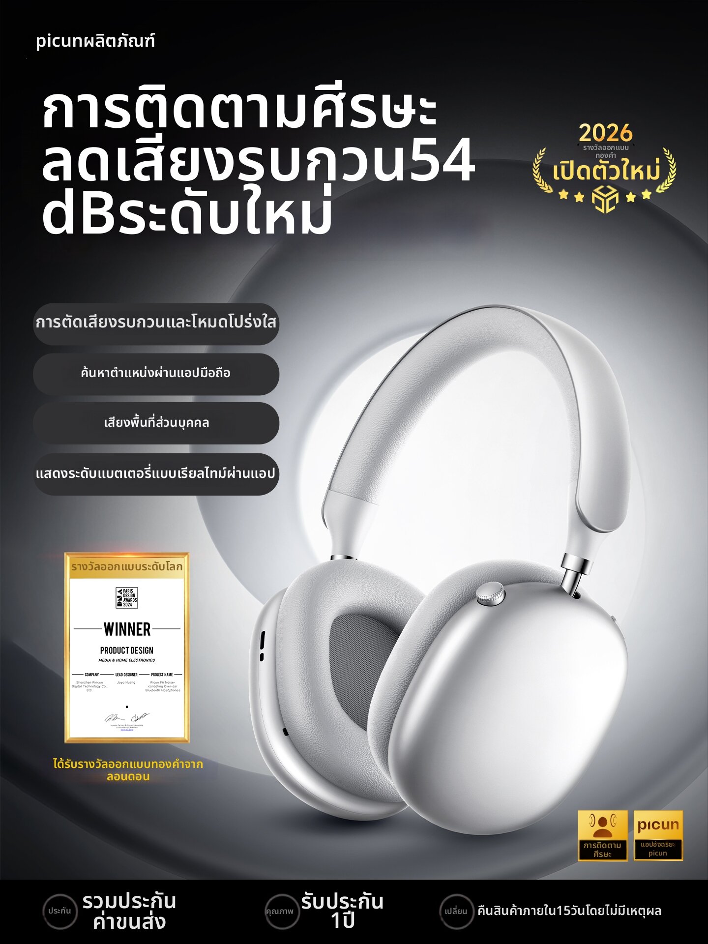 PICUN | Active Noise Cancelling Bluetooth Wireless Headphones