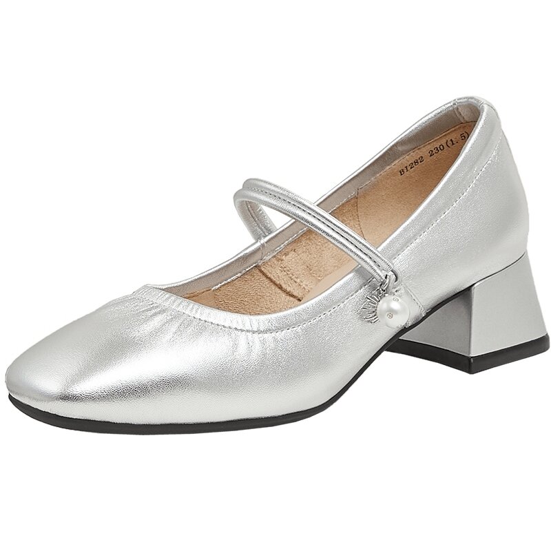 Teenmix | Retro Silver Heeled Mary Jane Shoes ราคา 3,823 บาท*ส่งฟรี
