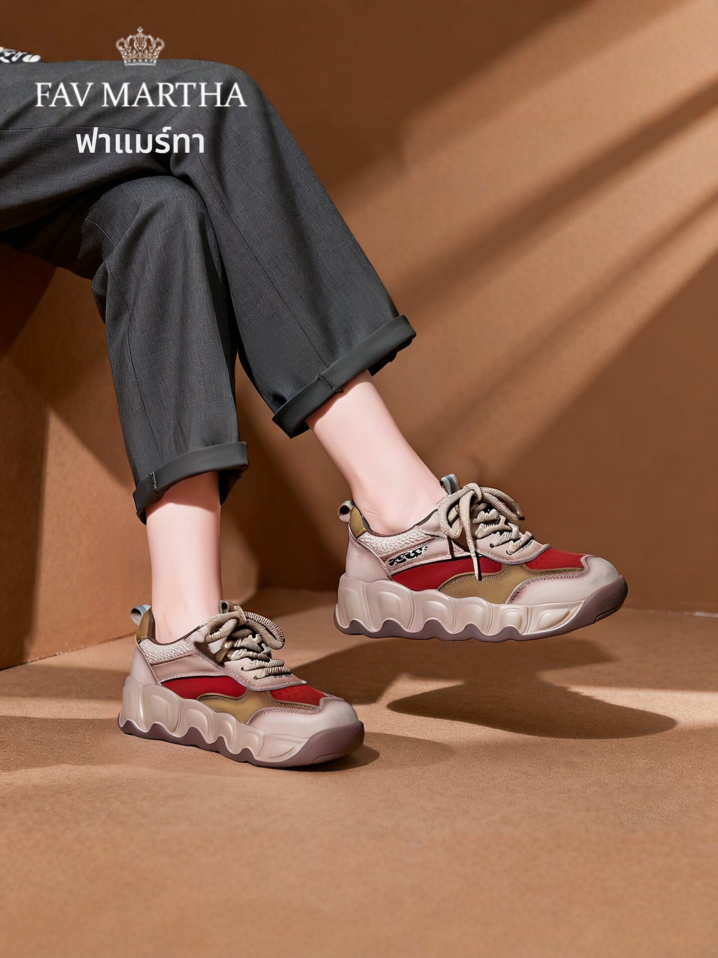 Attractive Thick Sole Dad Shoes Leather ราคา 8,169 บาท*ส่งฟรี