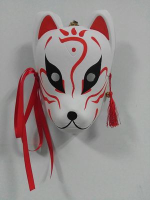 หน้ากากลายจิ้งจอกหน้าแมวสไตล์ญี่ปุ่นหน้ากากยิปซั่มเยื่อกระดาษสีขาวรักษาสิ่งแวดล้อมวาดด้วยมือคอสเพลย์  การจำแนกสี จานผสมสีรูปฝ่าเท้า