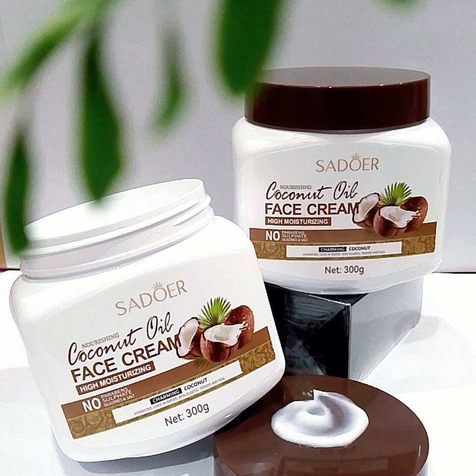 N609 ครีมทาผิวหน้า น้ำมันมะพร้าว กระปุกใหญ่ 300 กรัม Sadoer Coconut Oil Face Cream 300g. ผิวนุ่มช...