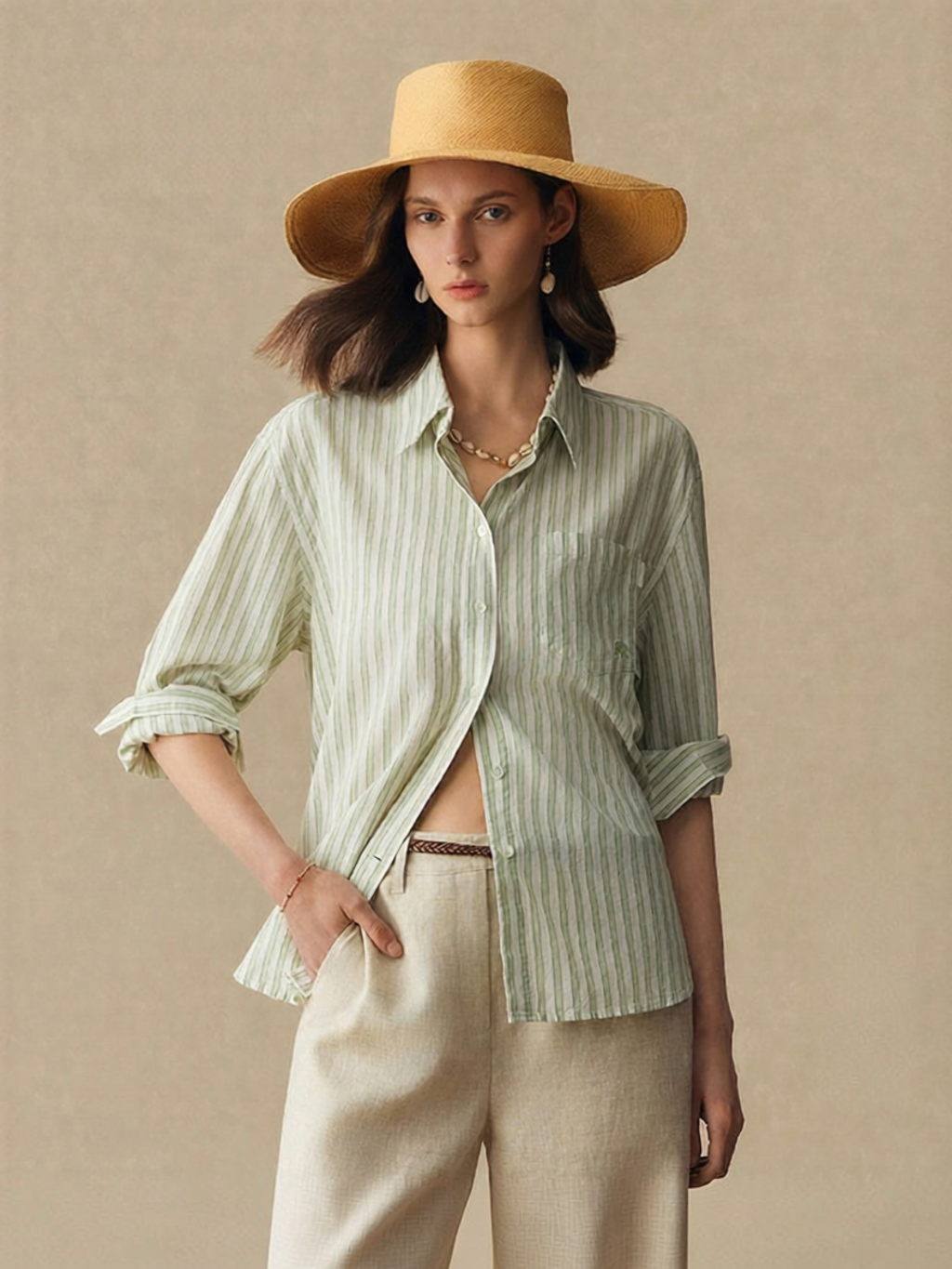 TEENIE WEENIE | Linen Blend Fashion Long Sleeve Shirt ราคา 6,864 บาท*ส่งฟรี