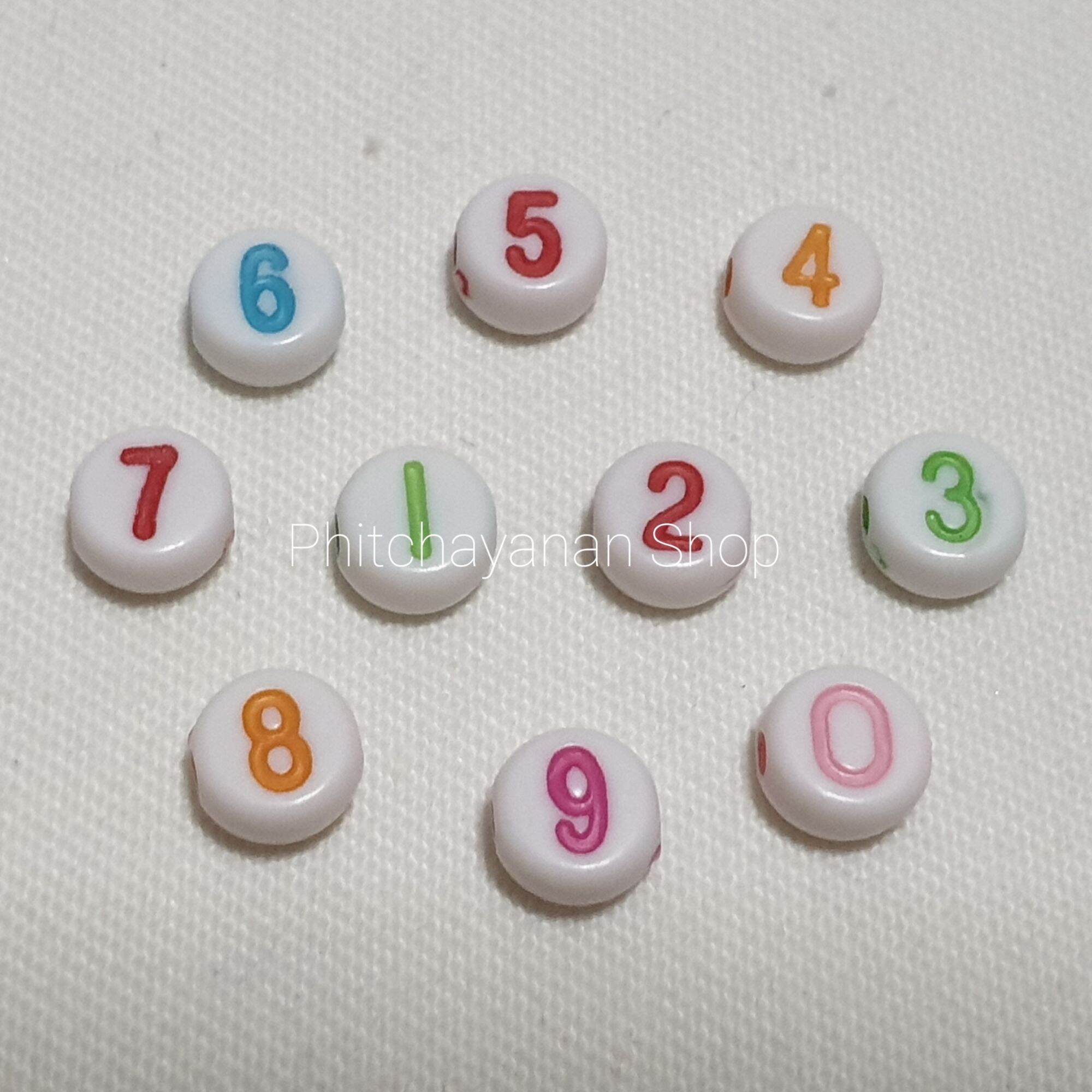 ลูกปัดตัวเลข 1234567890 คละสี คละตัวเลข ลูกปัด ตัวเลข ลูกปัดมีรู โปรด ...