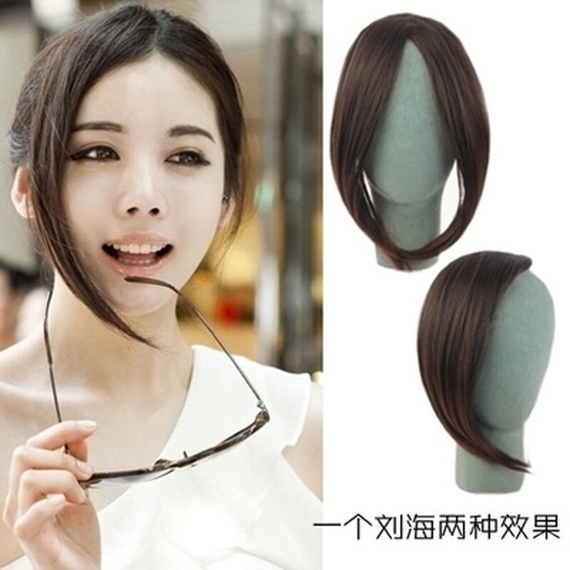 Hidden Middle Length Long Bang Wig Partial Oblique Bang Cover White ...